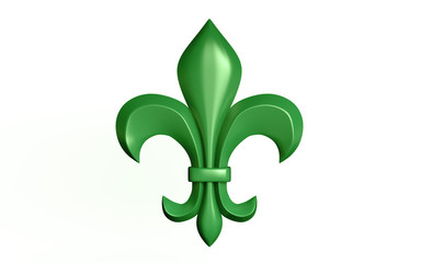 3d illustartion of fleur-de-lis heraldic symbol. Isolated on white background