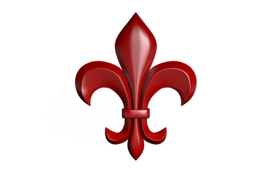3d illustartion of fleur-de-lis heraldic symbol. Isolated on white background