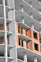 Building construction site from concrete and brick