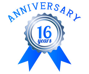 16 year anniversary logo ribbon