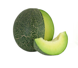 Melon slice isolated on white background