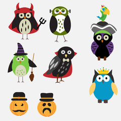 Spooky Halloween Owls vector. illustration EPS10.
