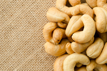 Close up Roasted cashews