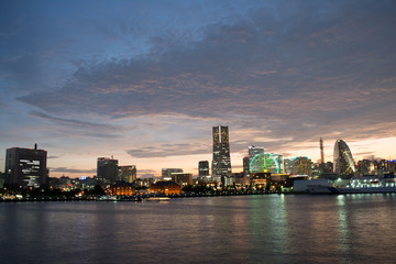 Fototapeta na wymiar Night View at Minatomirai, Yokohama in Japan