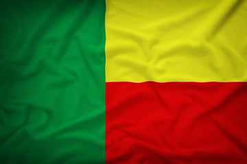 Benin flag on the fabric texture background,Vintage style
