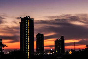 Building's Silhouettes of a City.