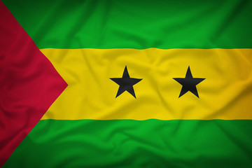 Sao Tome and Principe flag on the fabric texture background,Vint