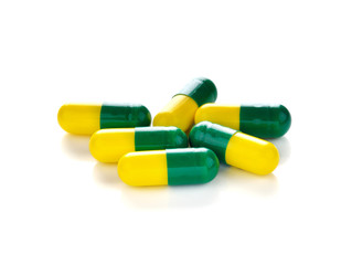 pills capsules on white background