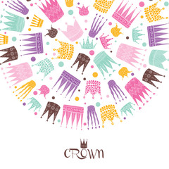 Colorful crown. Vector postcard.