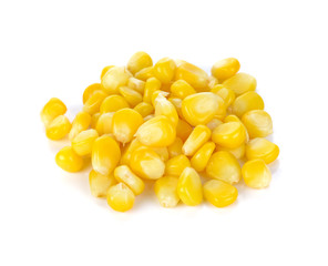 Sweet whole kernel corn on white background