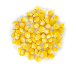 Sweet whole kernel corn on white background