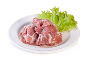 raw pork meat isolated on white