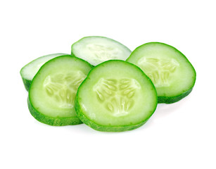 sliced cucumber isolated on white background