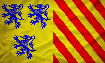 Limousin, France flag on the fabric texture background,Vintage s