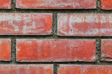 Weathered Stained Old Brick Wall Background.