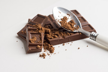 Chopped chocolate with cocoa