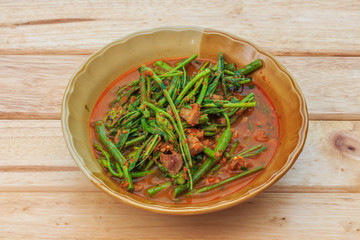 Hot and Spicy Curry of Water Mimosa with Pork.