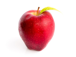 Red apple isolated on white background.