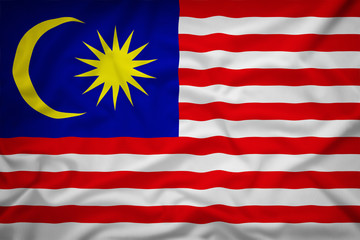 malaysia flag on the fabric texture background,Vintage style