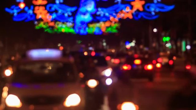 motion of colourful blurred street lights car traffic