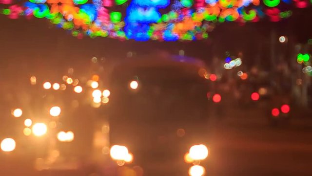 motion of colourful blurred street lights car traffic