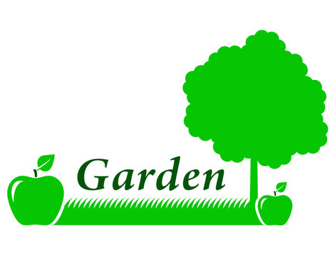 garden background with green apple