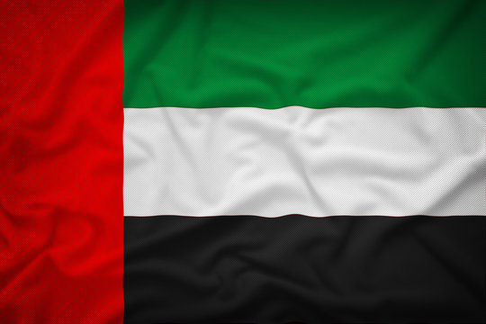 United Arab Emirates flag on the fabric texture background,Vinta