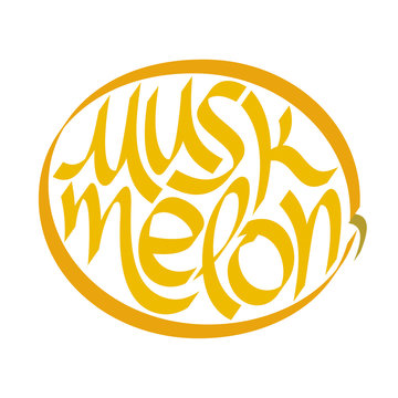 Muskmelon, melon, honeydew calligraphy, typography. Fruit calligraphy. Fruit typography. 