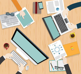 Fototapeta premium Realistic workplace organization.