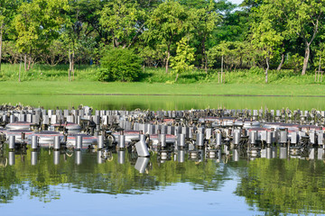 Fountain system in garden.