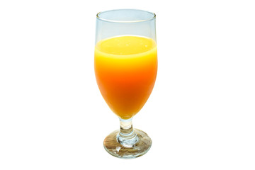 Full high glass of orange juice on background