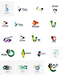 Logo collection, abstract geometric business icon set