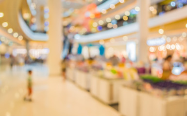 blurred image of shopping mall and people