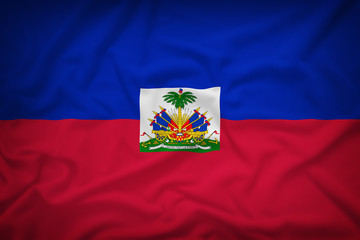 Haiti flag on the fabric texture background,Vintage style