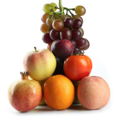 Naklejka na ściany i meble Assortment of fruits isolated on white