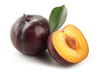 Fresh plums isolated on white