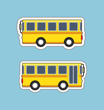 Yellow bus stickers from the sides, illustration