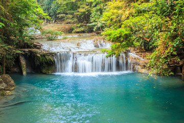 Fototapeta premium Waterfall in deep rain forest.