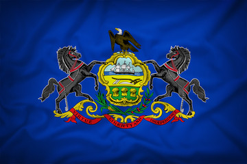 Pennsylvania flag on the fabric texture background,Vintage style