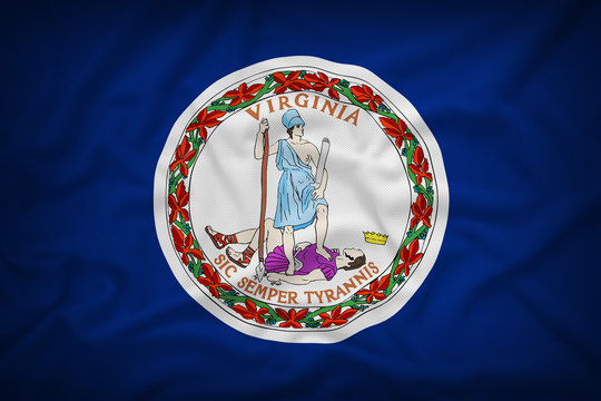 Virginia flag on the fabric texture background,Vintage style