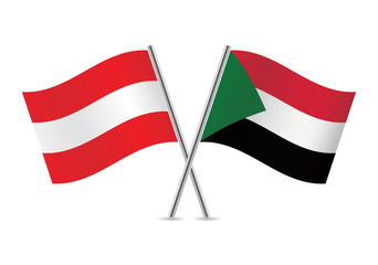 Sudan and Austria flags. Vector illustration.