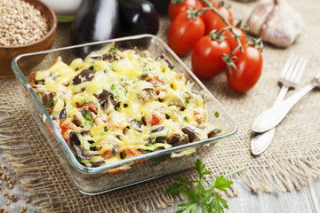 Buckwheat casserole with eggplant