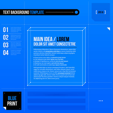 3d text frame in blueprint style. EPS10