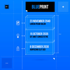 Vector timeline template with rectangle elements in blueprint style. EPS10 - 89754830