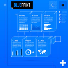 Organization chart template in blueprint style. EPS10 - 89754865