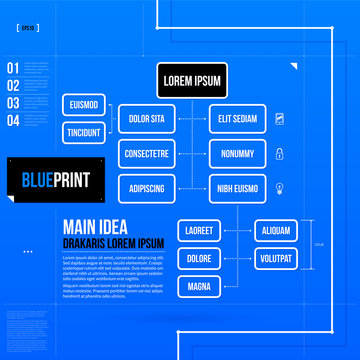 Organization chart template in blueprint style. EPS10
