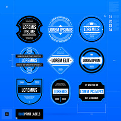 Obraz premium Set of 9 different badges/labels in blueprint style. EPS10