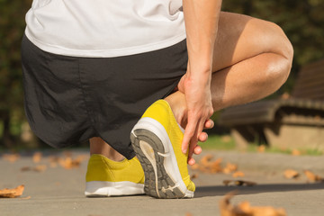 Twisted ankle while jogging. Warp up before any exercise.