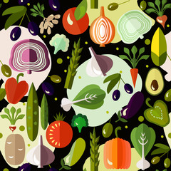 Bright colorful pattern with vegetables.  © knopazyzy