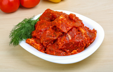 Raw marinated meat for bbq